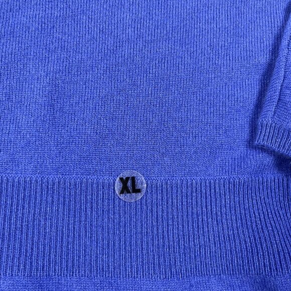 Mainbocher Sweater Womens XL Blue 100% Cashmere Short Sleeve Scoop Neck 2-Ply - Picture 3 of 8